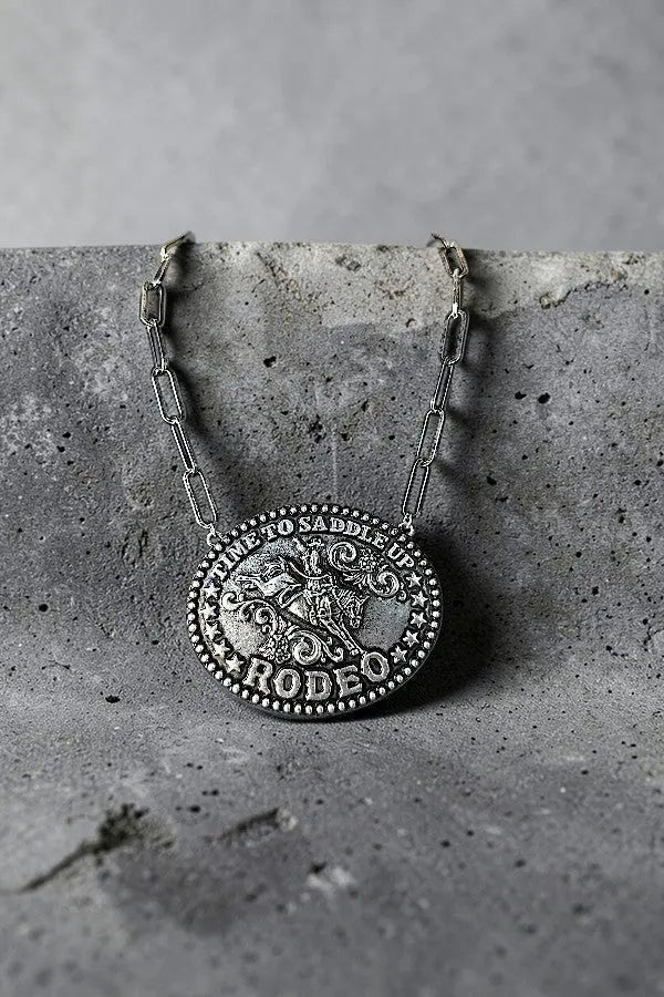 TIME TO SADDLE UP RODEO WESTERN BELT BUCKLE CHAIN NECKLACE - SweetShine c.o.c. 