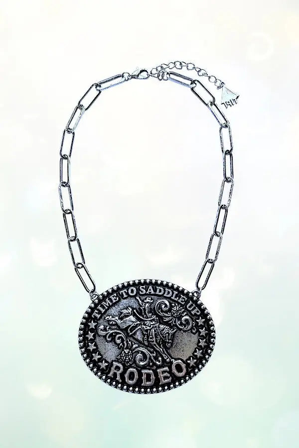 TIME TO SADDLE UP RODEO WESTERN BELT BUCKLE CHAIN NECKLACE - SweetShine c.o.c. 