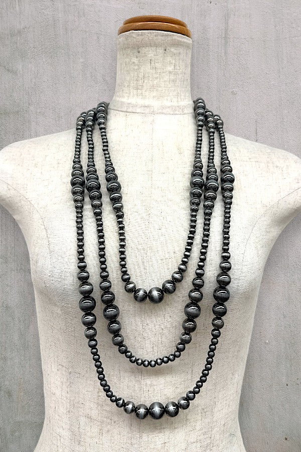WESTERN GRADUATED NAVAJO PEARL BEAD 3 LAYER STATEMENT NECKLACE from Sweetshine coc