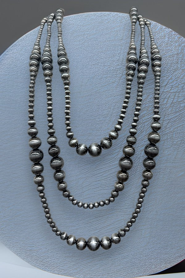 WESTERN GRADUATED NAVAJO PEARL BEAD 3 LAYER STATEMENT NECKLACE from Sweetshine coc