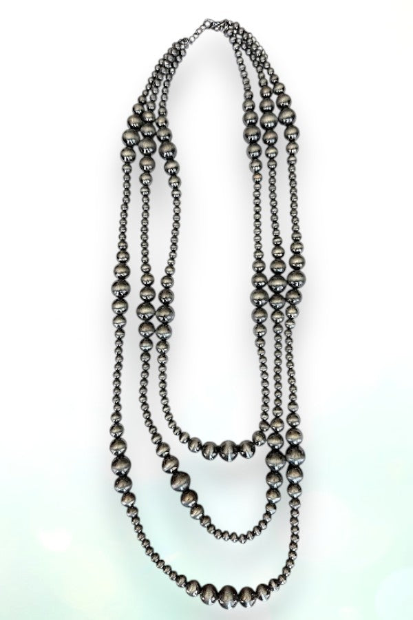 WESTERN GRADUATED NAVAJO PEARL BEAD 3 LAYER STATEMENT NECKLACE from Sweetshine coc
