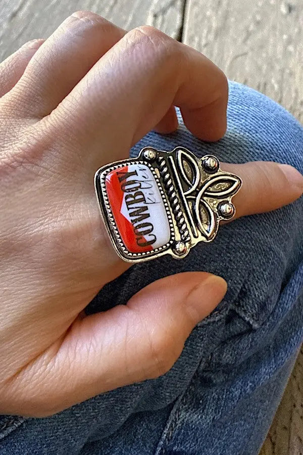 WESTERN VINTAGE LOOK COWBOY KILLER BOOT STITCH CUFF RING - SweetShine c.o.c. 