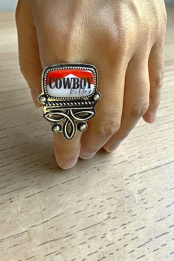WESTERN VINTAGE LOOK COWBOY KILLER BOOT STITCH CUFF RING - SweetShine c.o.c. 