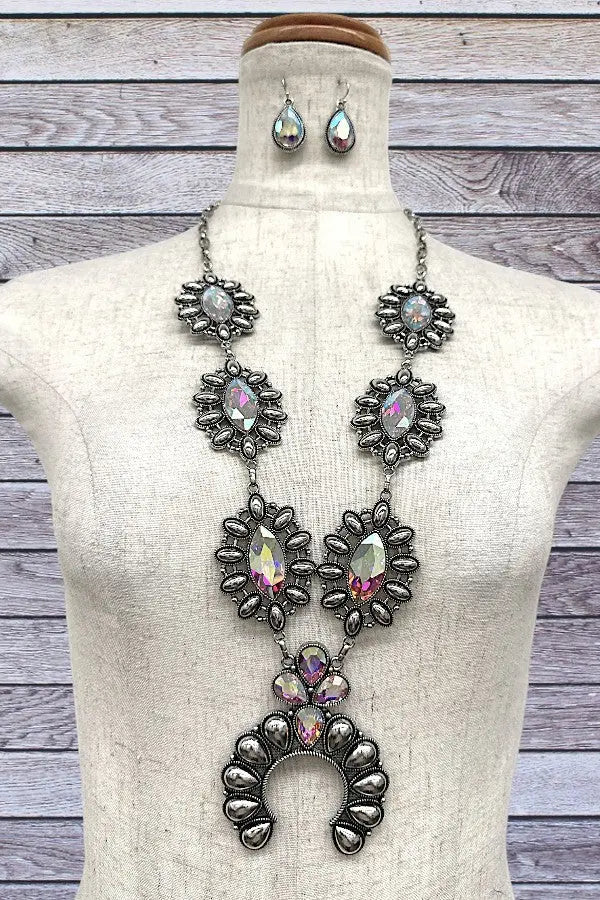 WESTERN AB GEMSTONE SQUASH BLOSSOM NECKLACE SET - SweetShine c.o.c. 