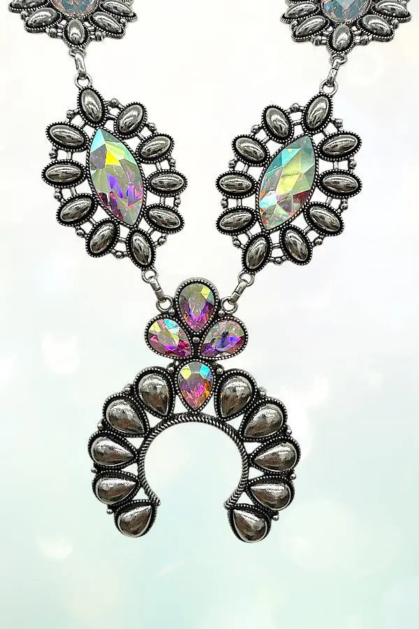 WESTERN AB GEMSTONE SQUASH BLOSSOM NECKLACE SET - SweetShine c.o.c. 