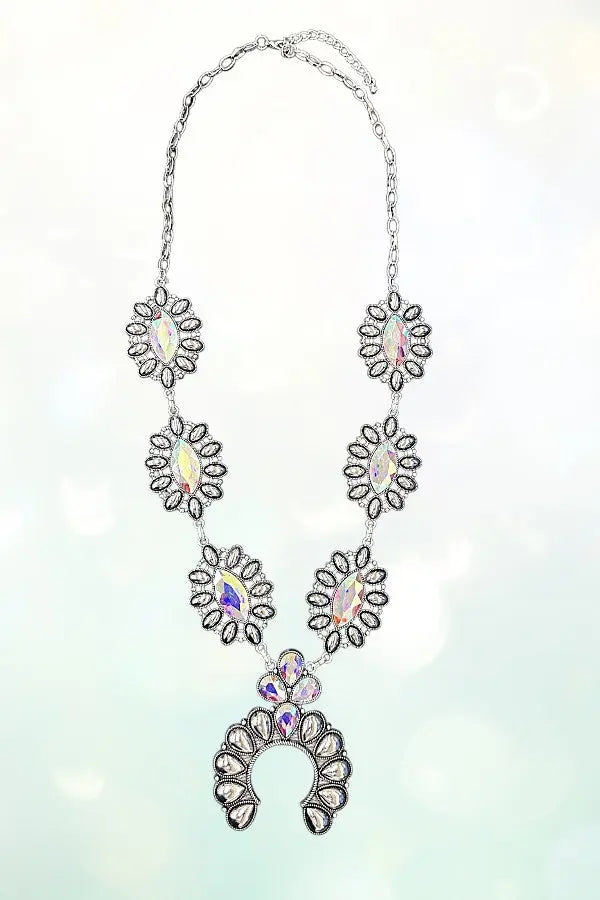WESTERN AB GEMSTONE SQUASH BLOSSOM NECKLACE SET - SweetShine c.o.c. 