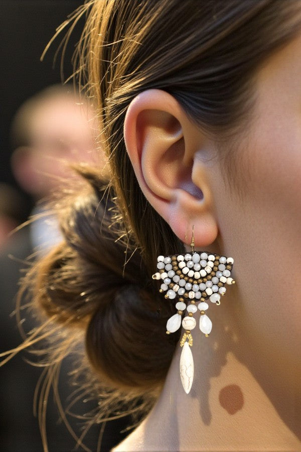 MIX BEED GEMSTONE DANGLE EARRING