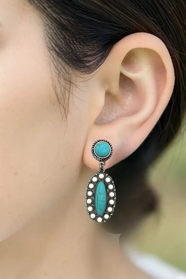 Oval Floral Gem Dangle Earring - SweetShine c.o.c. 