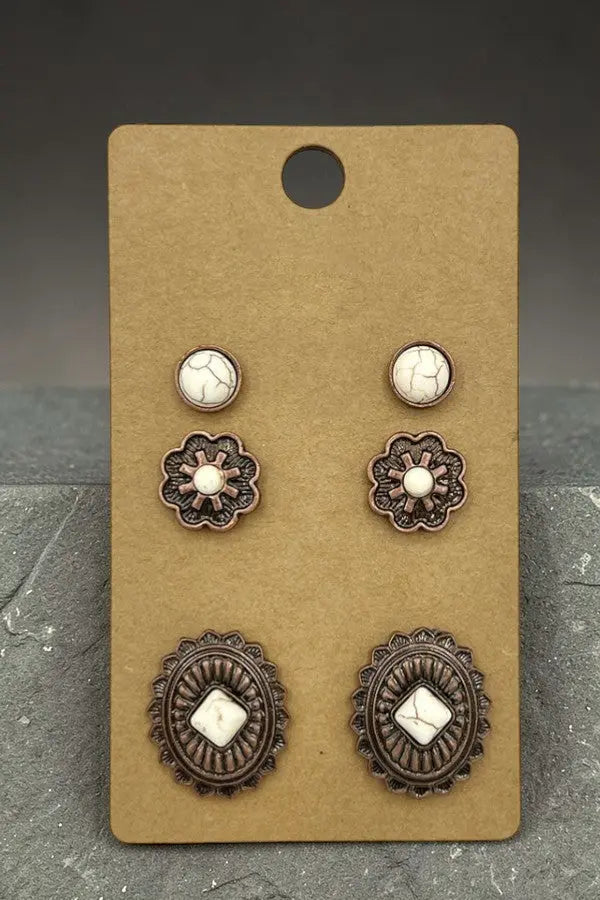 Concho Gem Framed Post Earring - SweetShine c.o.c. 