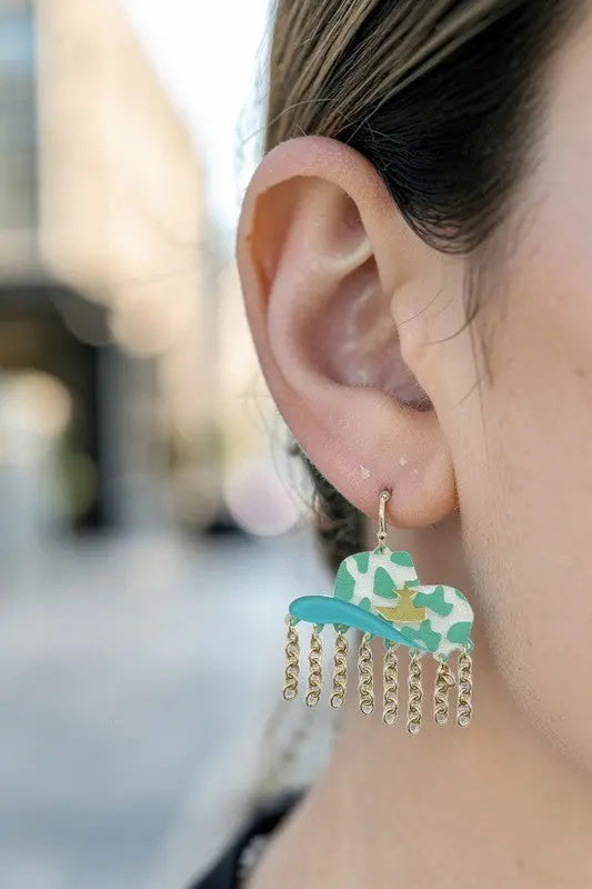 Cowboy Hat Print Dangle Earring - SweetShine c.o.c. 