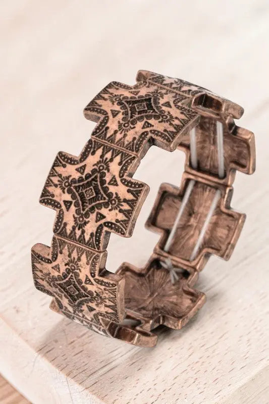 TRIBAL ETCHED LINK STRETCH BRACELET - SweetShine c.o.c. 