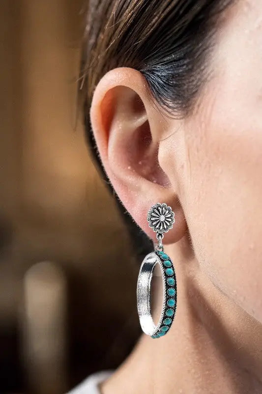 FLORAL ACCENT ROUND GEMSTONE EARRING - SweetShine c.o.c. 